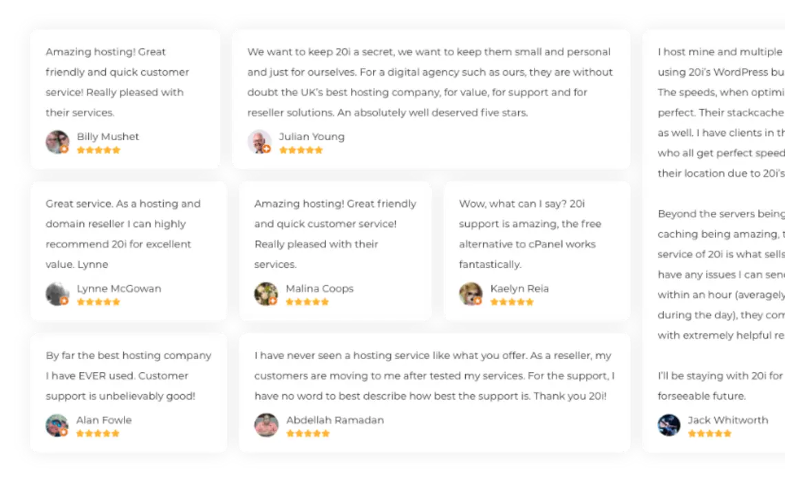 Screenshot of hosting review page