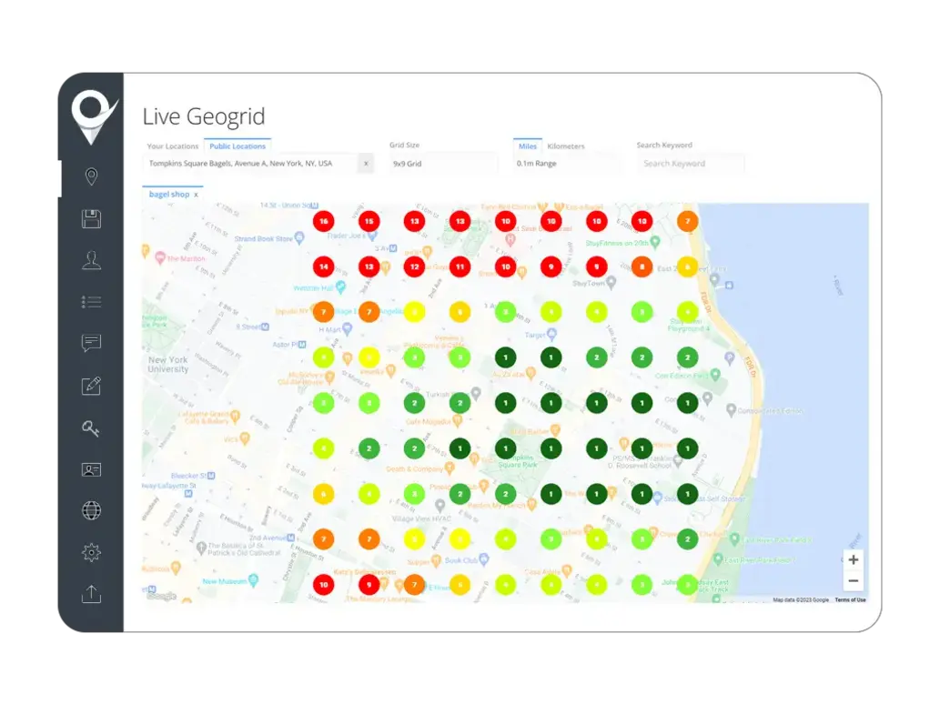 GeoGrid SEO rank tracking map