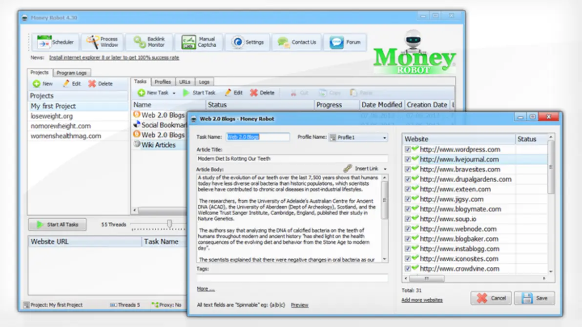 Dashboard overview screenshot